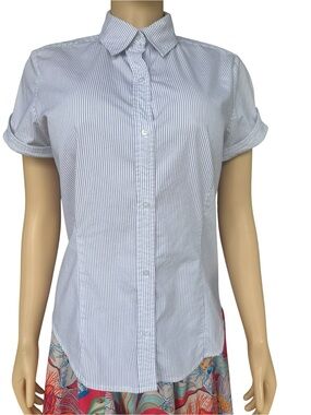 Liz Claiborne Classic Pin Striped Short-Sleeve Women’s Button-Down Shirt